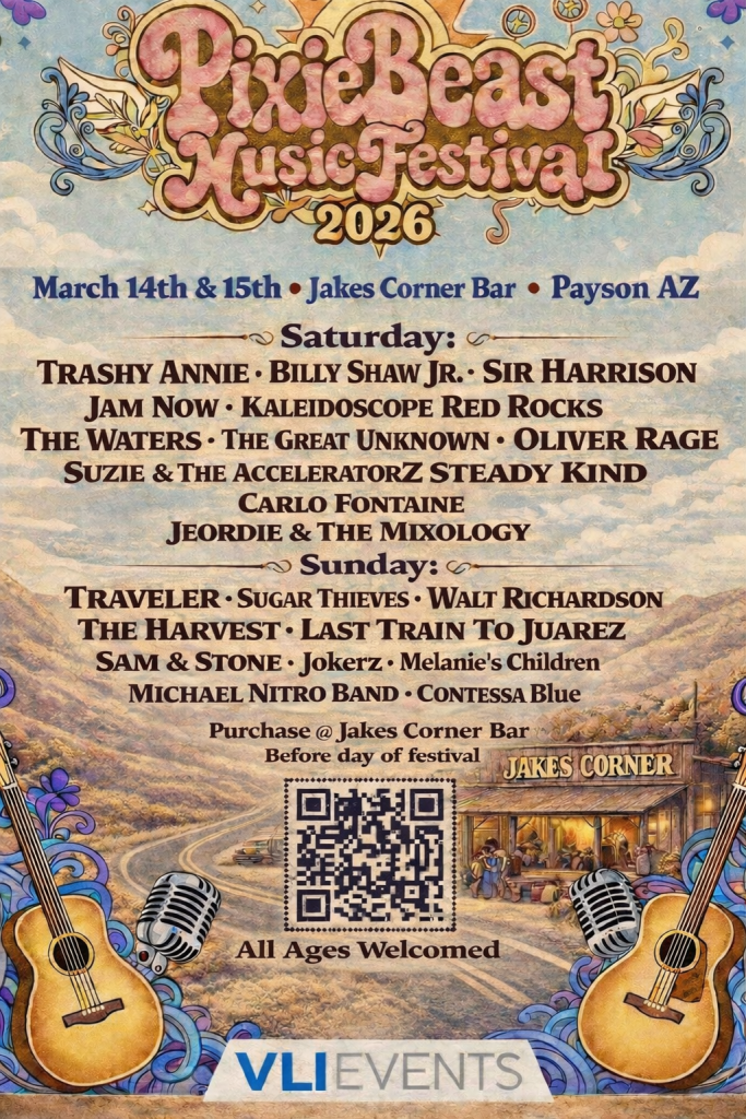 PixieBeast Music Festival in Payson, AZ on March 14-15, 2026.